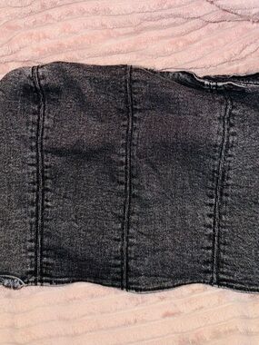 Women's Black Washed Denim Tube Top Size Large